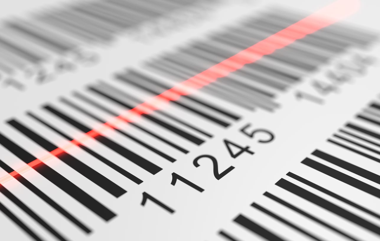 Sample barcode image being scanned