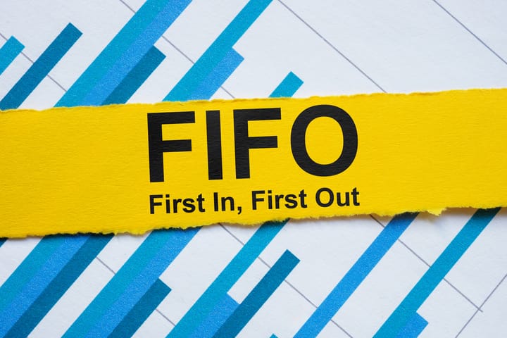 FIFO (First-in, First-out) Bolded over bar graph chart